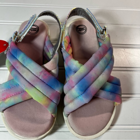 Wonder Nation Girls Tie Dye Puff Cross Band Sandals Size 13 NWT - Picture 2 of 6